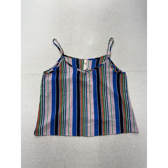 Peppermint Tops - Peppermint Tank Top Womens L Multicolour Stripe V Neck Cami SET1034 USA